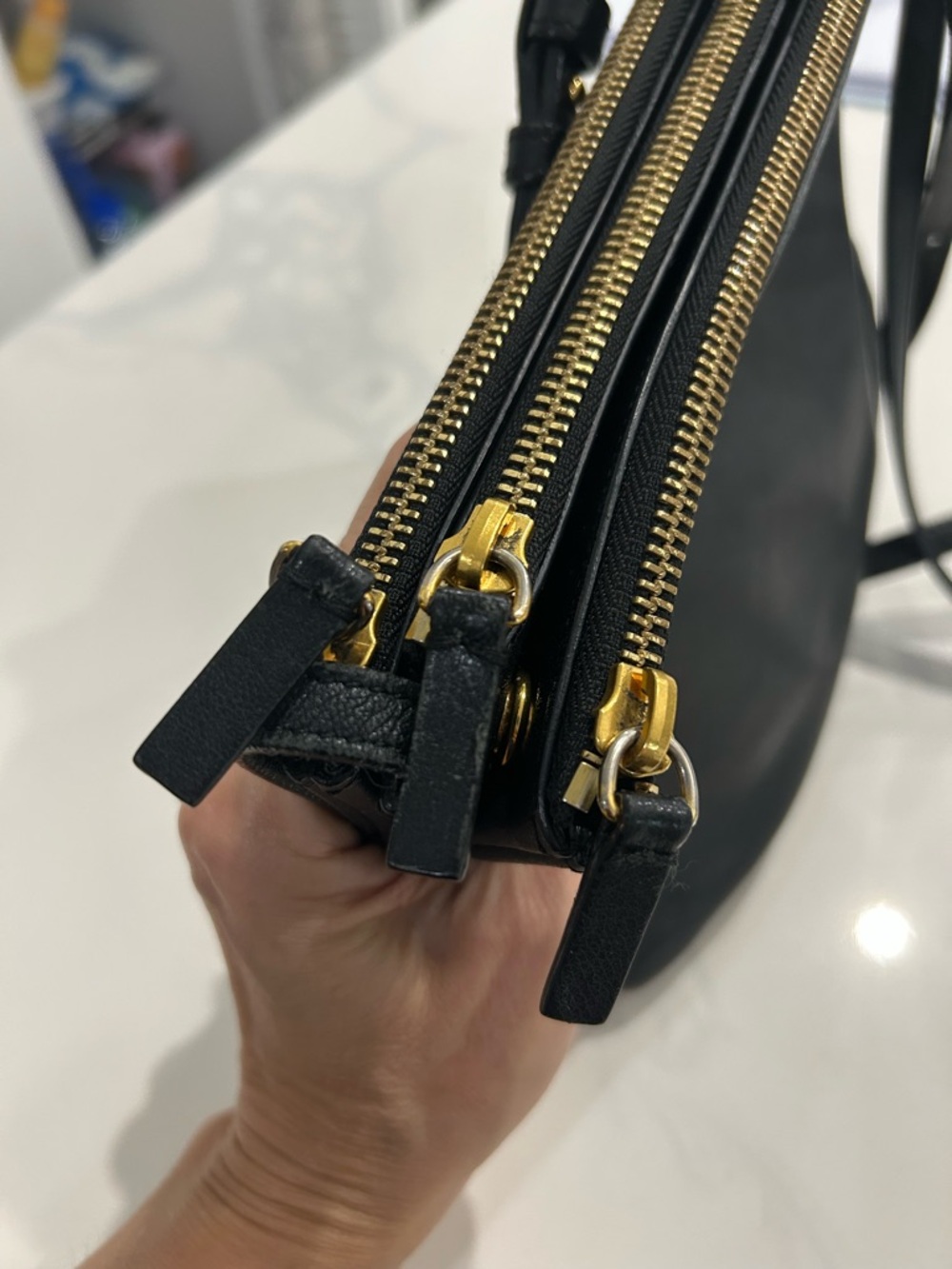 Celine Trio Black Leather Crossbody Bag with Gold Hardware - Picture 5 of 12